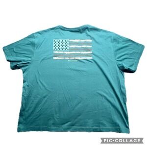Columbia Mens T Shirt USA Flag‎ Trees Branches Graphic Tee Green Size XXL